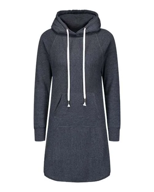 MV Sport W2340 Women's Suzie Hooded Sweatshirt Dress - Navy Heather Hoodie with Longline Fit Extended Stylish