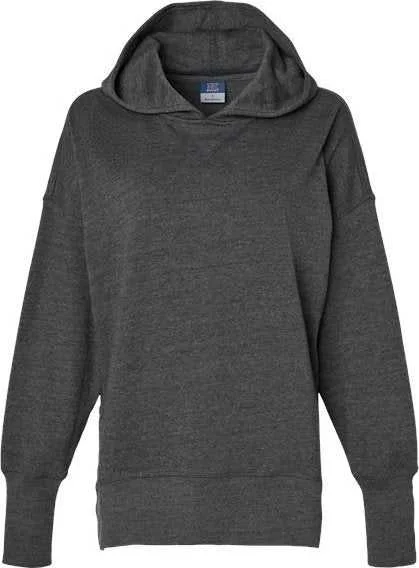 MV Sport W23720 Women's French Terry Hooded Sweatshirt - Charcoal Hoodie with Hem Detail Decorative Unique