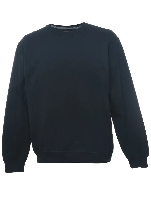 Navy Plain Sweatshirt - M Hoodie with Zipper Placket Modern Functional