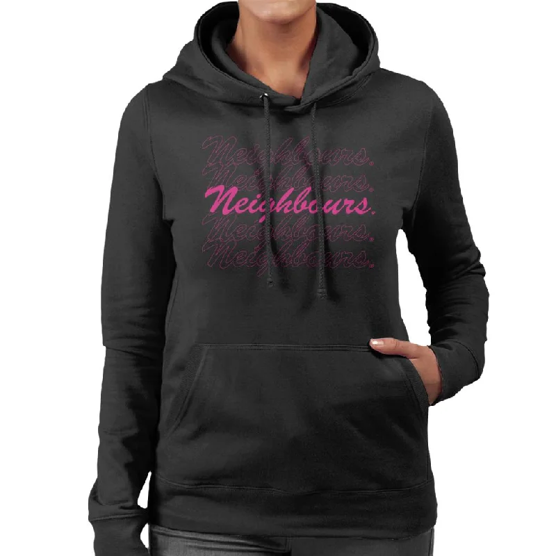 Neighbours Pink Logo Women's Hooded Sweatshirt Hoodie with Relaxed Fit Easy Casual