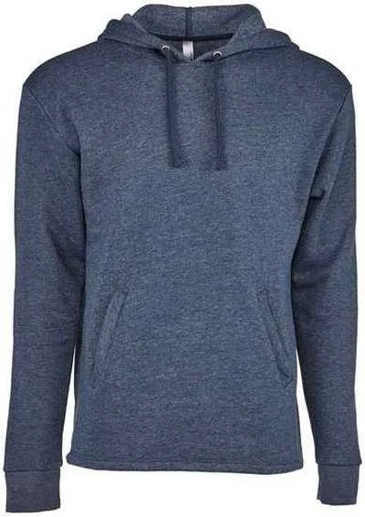 Next Level 9300 Unisex Malibu Welt Pocket Hoodie - Heather Midnight Navy Hooded Sweatshirt Casual Wear Street Style