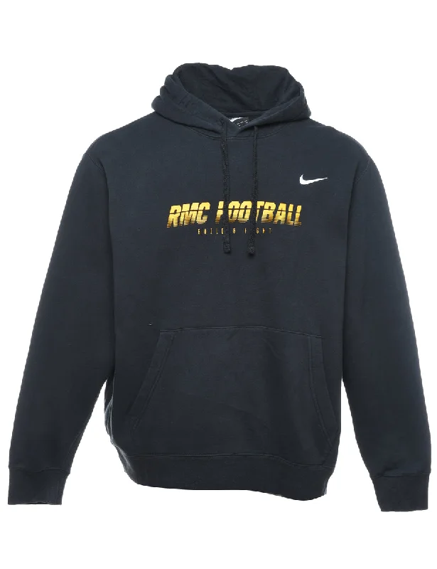 Nike Black & Yellow Printed Hoodie - XL Hoodie with Mock Neck Collared Structured
