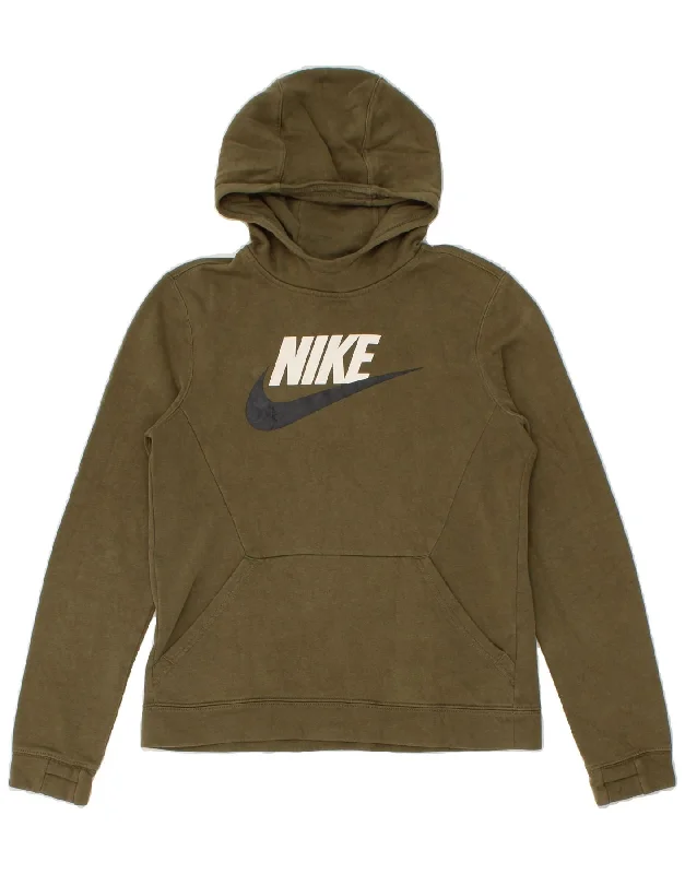 NIKE Boys Graphic Hoodie Jumper 13-14 Years XL Khaki Cotton Hoodie with Double Zipper Versatile Adjustable NIKE Boys Graphic Hoodie Jumper 13-14 Years XL Khaki Cotton Hoodie with Double Zipper Versatile Adjustable