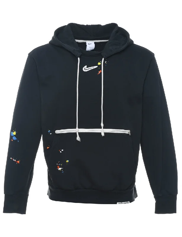 Nike Dri-Fit Printed Hoodie - M Hoodie with Cuffed Sleeves Snug Secure