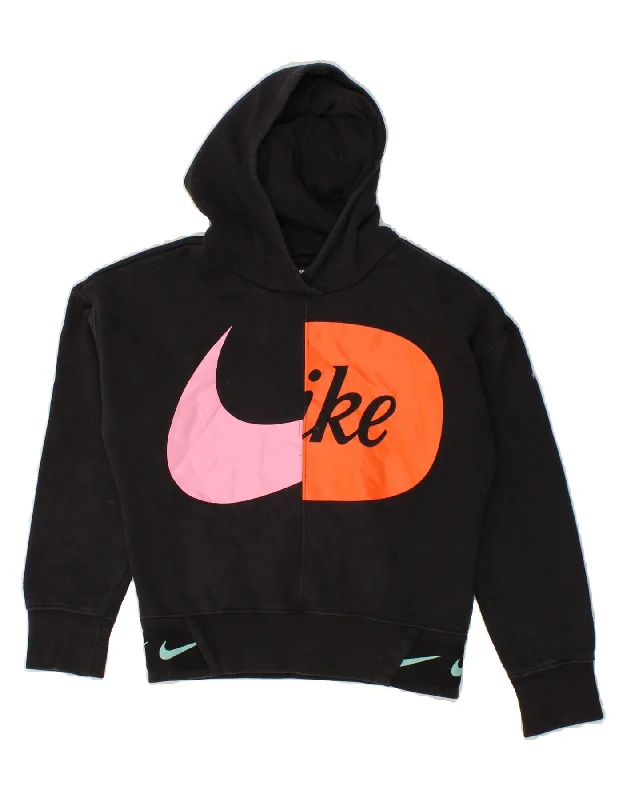 NIKE Girls Graphic Hoodie Jumper 10-11 Years Medium Black Cotton Hoodie with Velcro Closure Adjustable Secure NIKE Girls Graphic Hoodie Jumper 10-11 Years Medium Black Cotton Hoodie with Velcro Closure Adjustable Secure