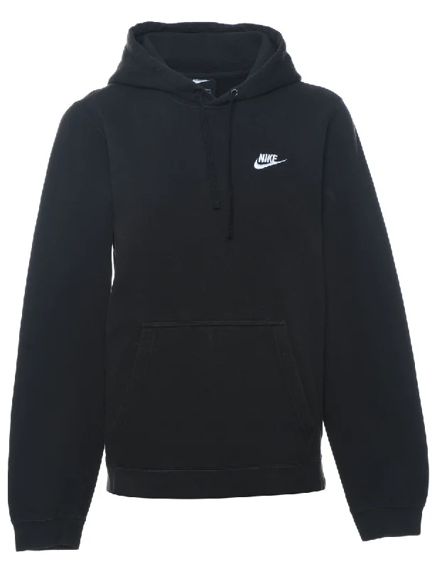 Nike Hooded Black Embroidered Sweatshirt - S Hoodie with Crew Neck Simple Timeless