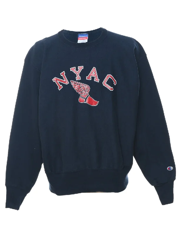 NYAC Champion Reverse Weave Sports Sweatshirt - L Graphic Hoodie Design Print