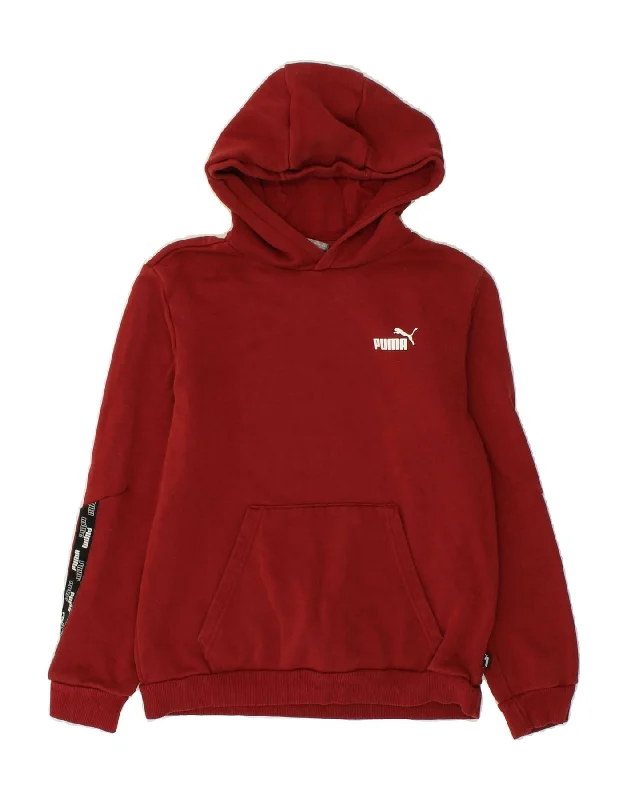 PUMA Boys Graphic Hoodie Jumper 13-14 Years Burgundy Cotton Hoodie with Logo Branding Identity PUMA Boys Graphic Hoodie Jumper 13-14 Years Burgundy Cotton Hoodie with Logo Branding Identity