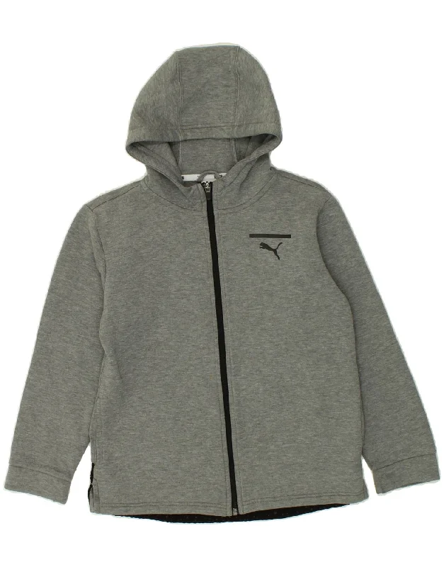 PUMA Boys Graphic Zip Hoodie Sweater 11-12 Years Grey Colourblock Cotton Hoodie with Hem Patch Decorative Personalized PUMA Boys Graphic Zip Hoodie Sweater 11-12 Years Grey Colourblock Cotton Hoodie with Hem Patch Decorative Personalized