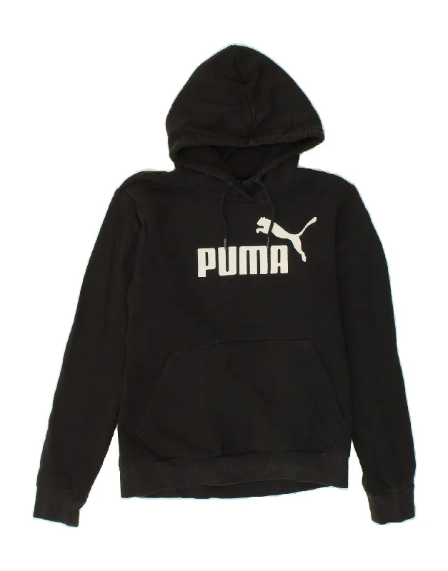 PUMA Womens Graphic Hoodie Jumper UK 10 Small Black Cotton Hooded Sweatshirt Casual Wear Street Style PUMA Womens Graphic Hoodie Jumper UK 10 Small Black Cotton Hooded Sweatshirt Casual Wear Street Style