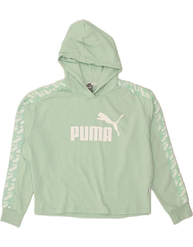 PUMA Womens Graphic Hoodie Jumper UK 16 Large Green Cotton Hoodie with Snap Buttons Easy Quick PUMA Womens Graphic Hoodie Jumper UK 16 Large Green Cotton Hoodie with Snap Buttons Easy Quick