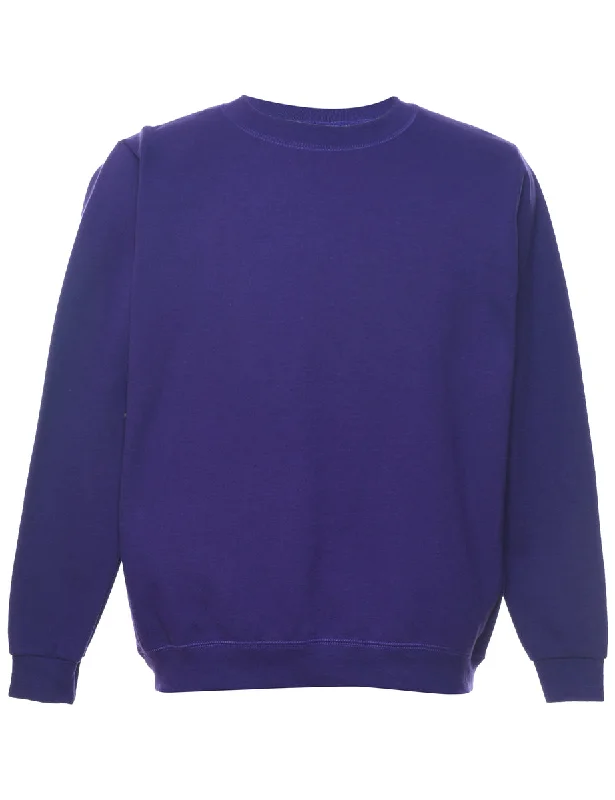 Purple Plain Sweatshirt - M Hoodie with Hem Elastic Stretchable Comfortable