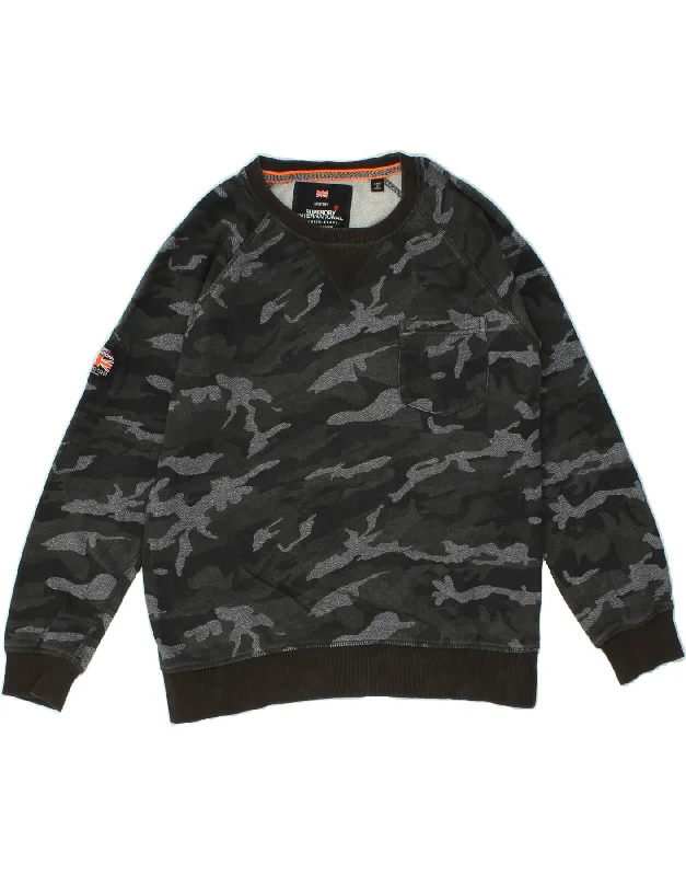 SUPERDRY Womens Sweatshirt Jumper UK 18 XL Grey Camouflage Cotton Hoodie with Camouflage Military Edgy SUPERDRY Womens Sweatshirt Jumper UK 18 XL Grey Camouflage Cotton Hoodie with Camouflage Military Edgy