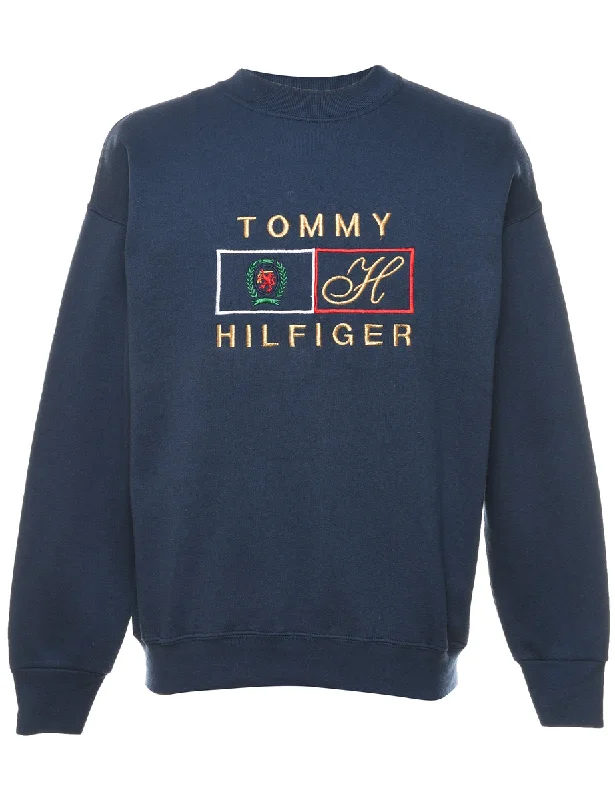 Tommy Hilfiger Embroidered Sweatshirt - L Hooded Sweatshirt Casual Wear Street Style Tommy Hilfiger Embroidered Sweatshirt - L Hooded Sweatshirt Casual Wear Street Style