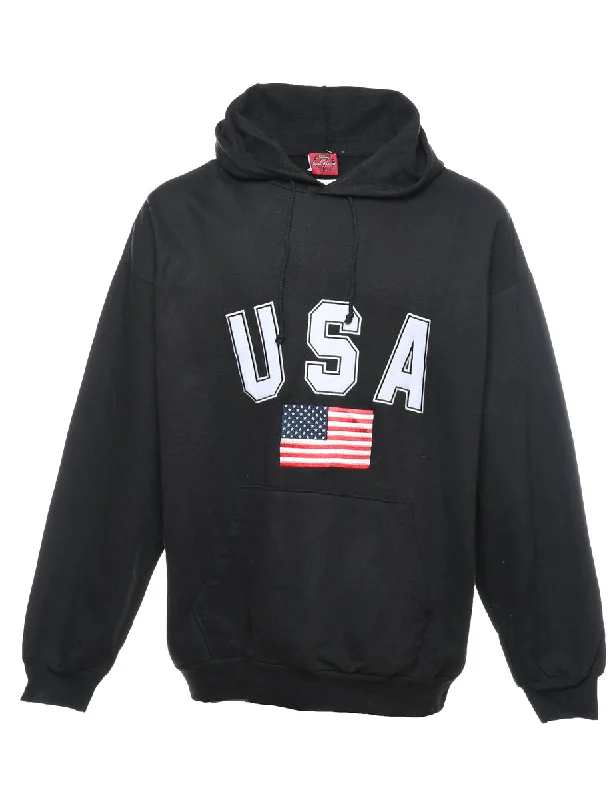USA Black, Red & White U.S.A Design Printed Hoodie - XL Hoodie with Lace Feminine Delicate USA Black, Red & White U.S.A Design Printed Hoodie - XL Hoodie with Lace Feminine Delicate