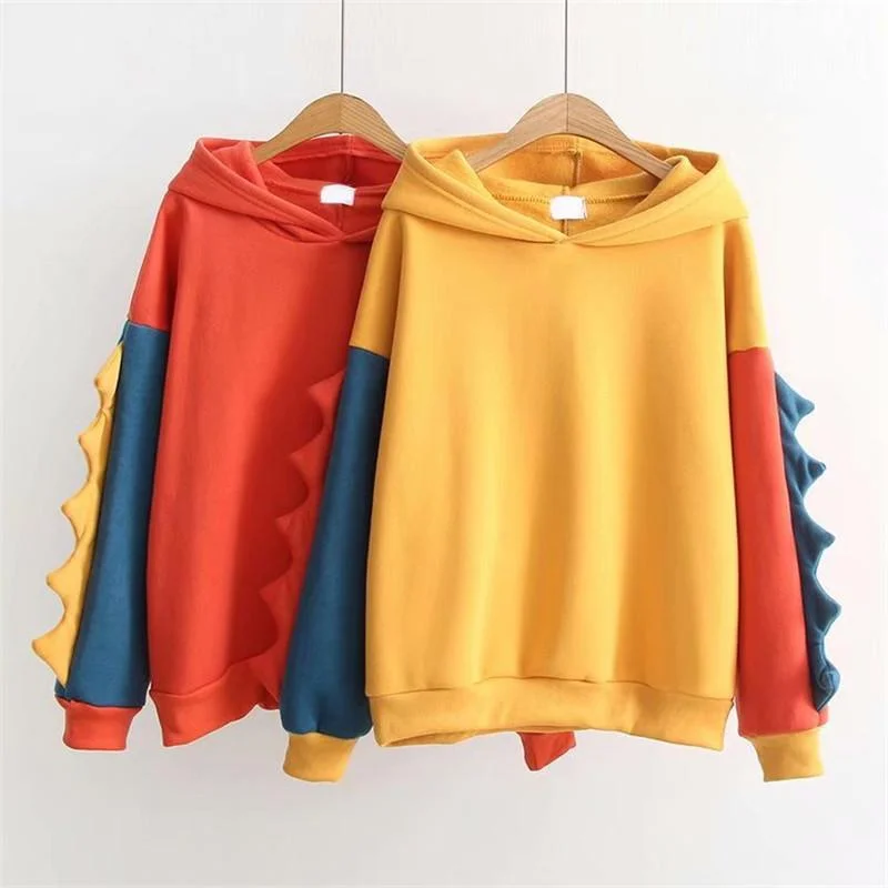 Women's Korean Fashion Dinosaur Sleeved Loose Hoodies Oversized Hoodie Comfort Casual Women's Korean Fashion Dinosaur Sleeved Loose Hoodies Oversized Hoodie Comfort Casual