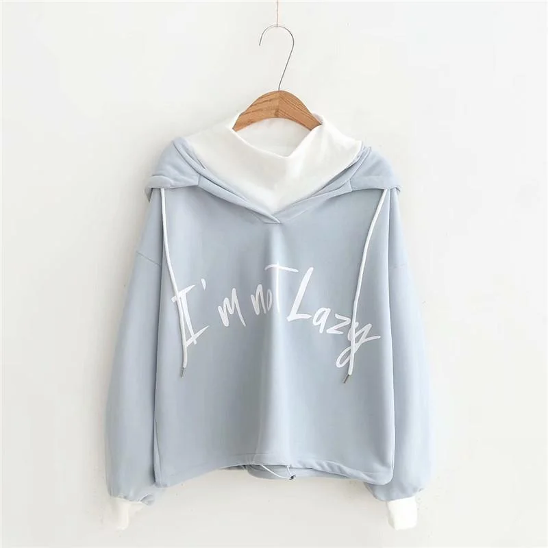 Women's Sweet Contrast Color Hooded Not Lazy Printed Hoodies Hoodie with Velcro Closure Adjustable Secure Women's Sweet Contrast Color Hooded Not Lazy Printed Hoodies Hoodie with Velcro Closure Adjustable Secure