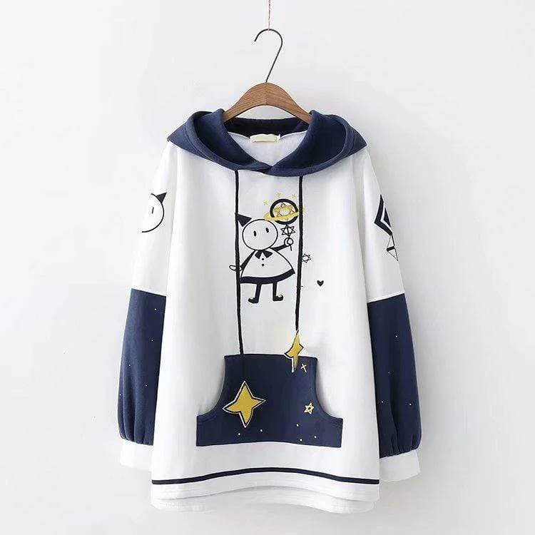 Women's Sweet Magic Printed Stars Drawstring English Printed Hooded Hoodies Hoodie with Cropped Fit Short Trendy Women's Sweet Magic Printed Stars Drawstring English Printed Hooded Hoodies Hoodie with Cropped Fit Short Trendy