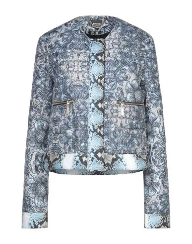 Just Cavalli Women Jacket Azure 16 UK Wool Fabric Cashmere Fabric Tweed Fabric