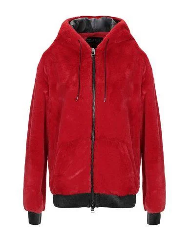 Tom Ford Women Jacket Red XS INT A-Line Jacket Boat Neck Shawl Collar