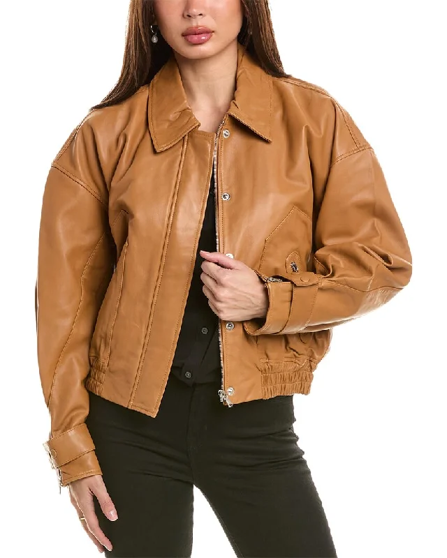 7 For All Mankind Leather Moto Jacket Anorak Shell Jacket Lightweight Jacket