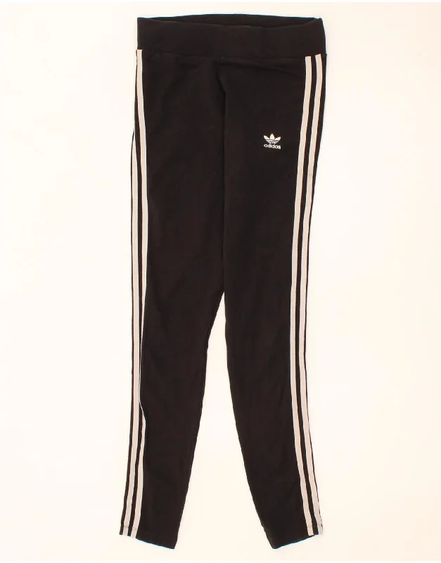 ADIDAS Womens Leggings UK 10 Small Black Cotton Casual Black Leggings