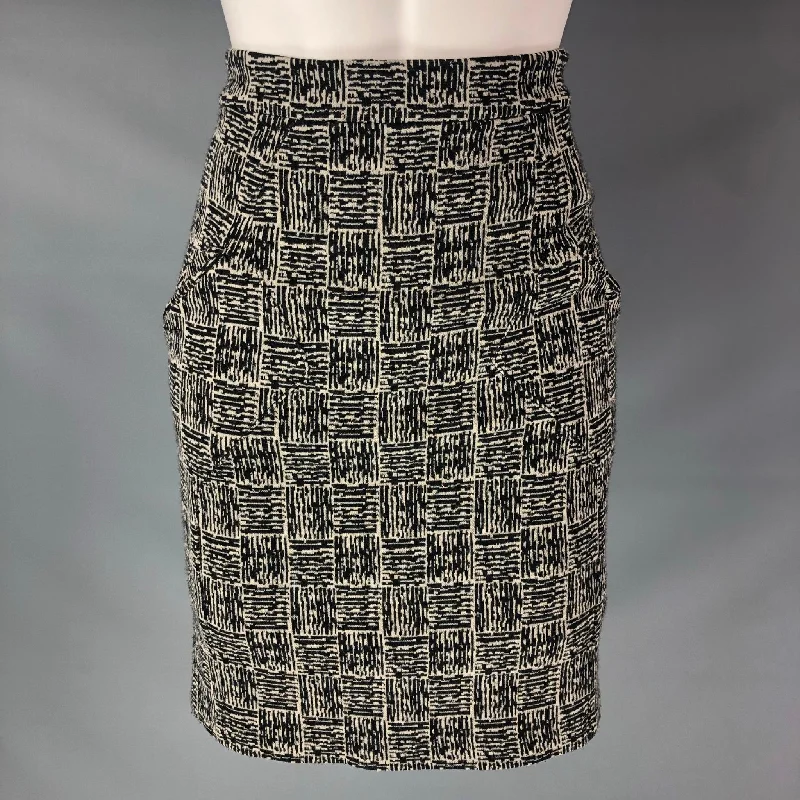 ALEXANDER WANG Size 4 Black & Grey Virgin Wool Blend Skirt leather skirt sleek