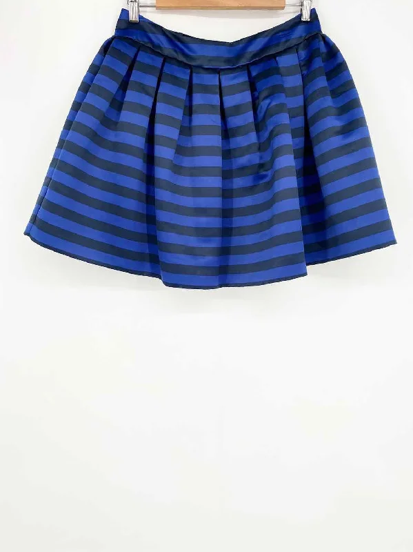 alice+olivia Stacey Bendet Women's Blue/Navy Pleated Stripe Size 12 Skirt wrap skirt elegant