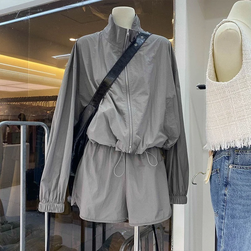 Fashion Casual Women's Rainwear Suit, Jacket and Shorts Cardigan Sweater Pullover