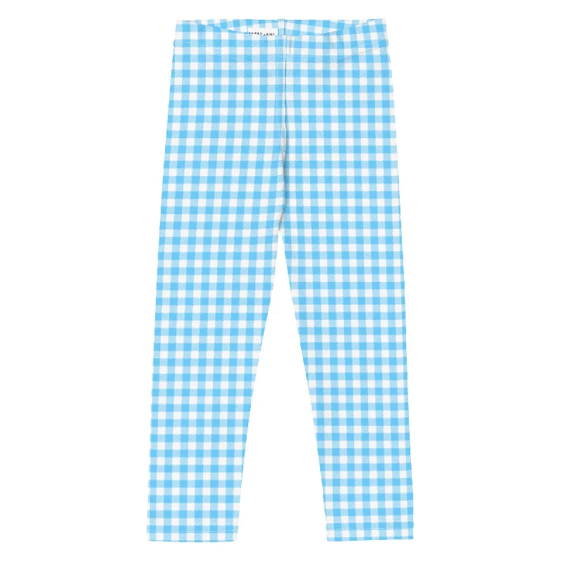 Toddler Girls (2T-7) UPF Swim Leggings - Blue Gingham Comfortable Tummy Shaping Leggings