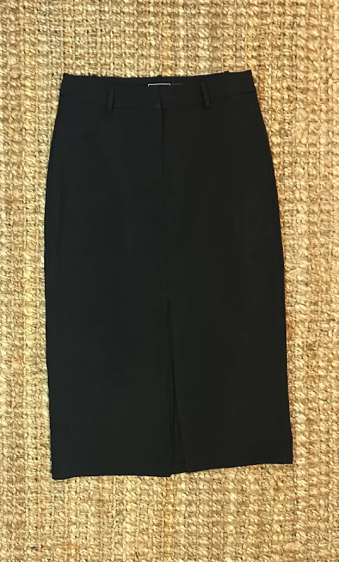 Black, Knee Length Skirt w/Front Slit cashmere skirt fine