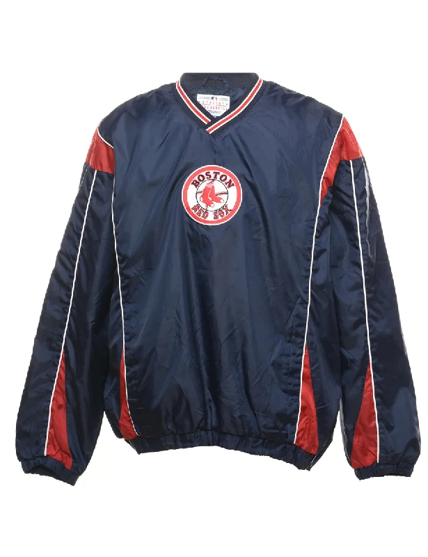 Boston Red Sox Navy & Red Nylon Jacket - XL Faux Fur Fabric Real Fur Fabric Shearling Fabric Boston Red Sox Navy & Red Nylon Jacket - XL Faux Fur Fabric Real Fur Fabric Shearling Fabric