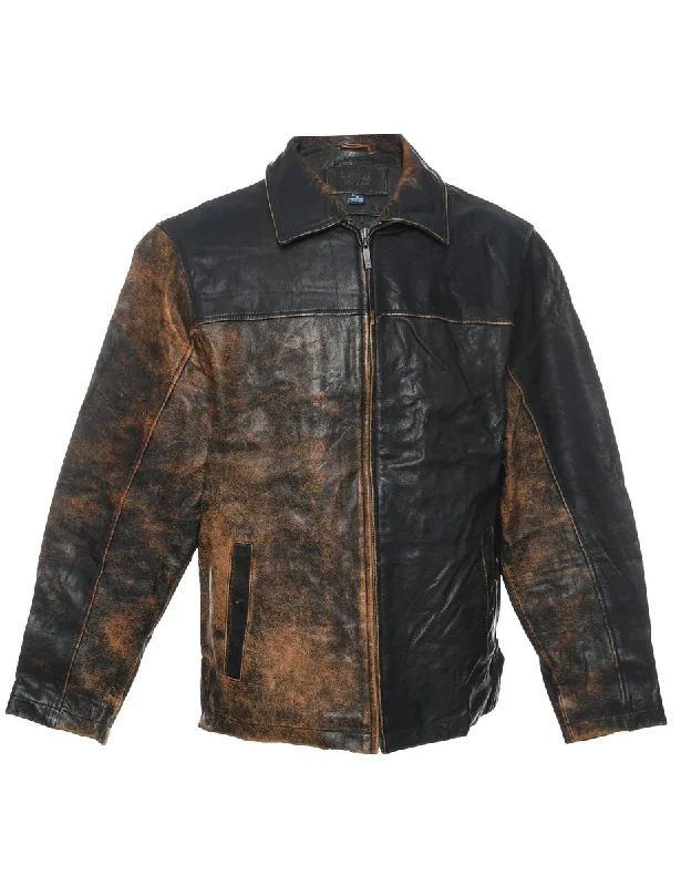Brown Leather Jacket - L Wool Jacket Cashmere Jacket Tweed Jacket