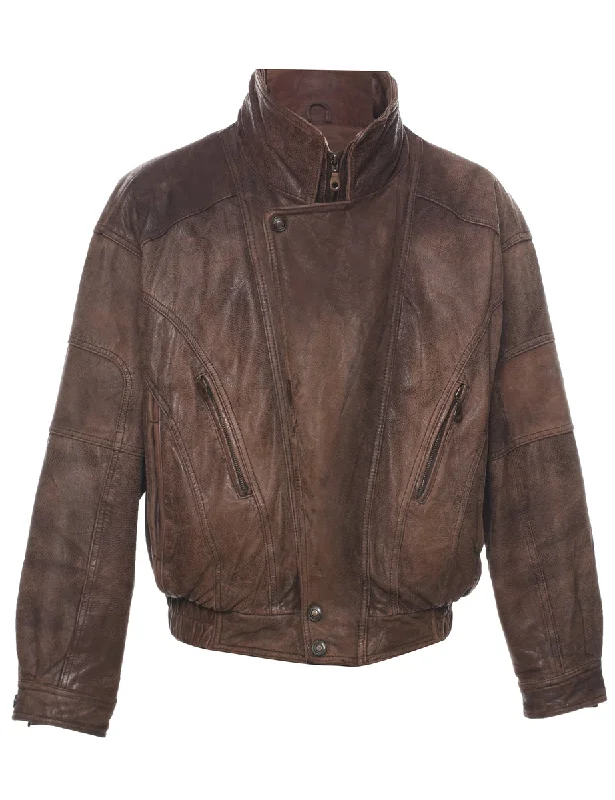 Brown Leather Jacket - L Denim Jacket Leather Jacket Suede Jacket