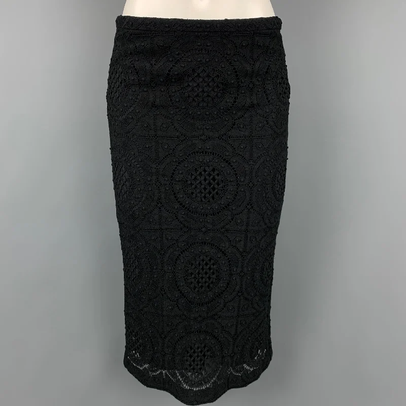 BURBERRY PRORSUM Size 6 Black Knitted Cotton / Nylon Pencil Skirt denim skirt trendy