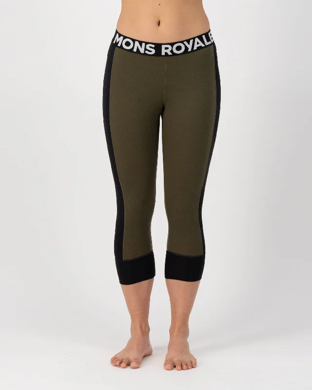 Cascade Merino Base Layer 3/4 Legging - Dark Olive Fashionable Minimal Active Leggings