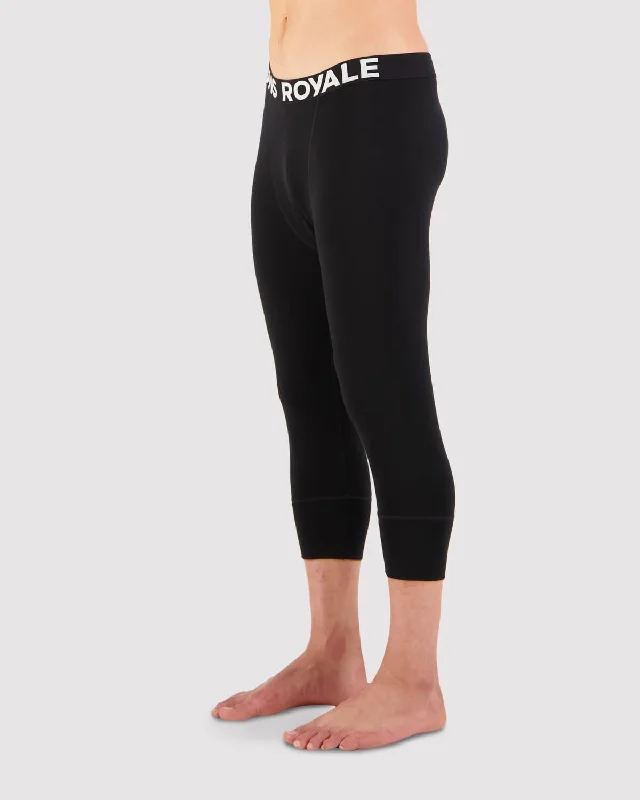 Cascade Merino Base Layer 3/4 Legging - Black Cozy Mid-Rise Workout Leggings