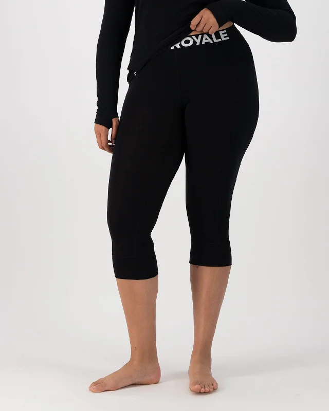 Cascade Merino Base Layer 3/4 Legging - Black Fashionable Moisture-Wicking Leggings