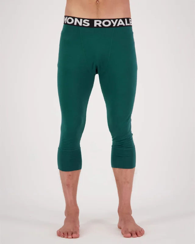 Cascade Merino Base Layer 3/4 Legging - Evergreen Comfortable Wide-Band Leggings