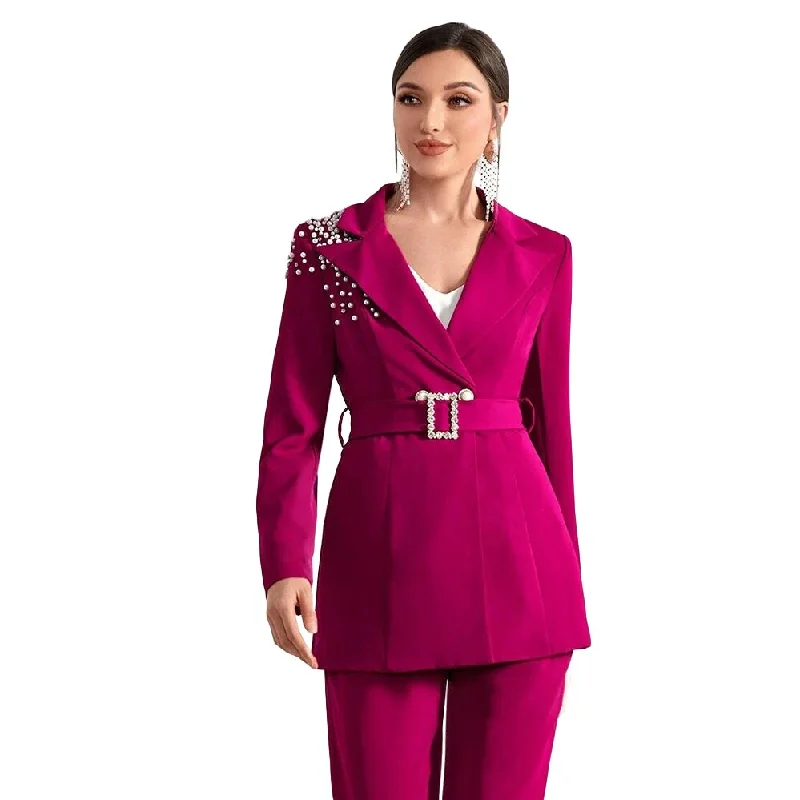 Crystal Beads Mother Of The Bride Pant Suits Loose Evening Party Women Tuxedos Outfit Wear  (Jacket+Pants) Corduroy Jacket Velvet Jacket Brocade Jacket