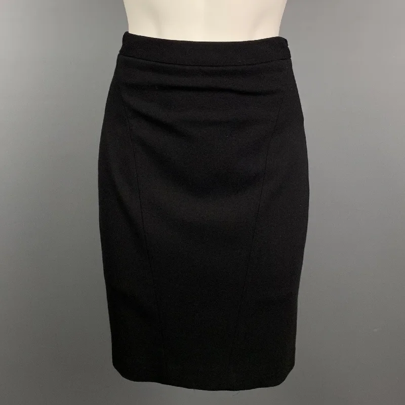 ELIE TAHARI Size S Black Pencil Skirt pleated skirt texture