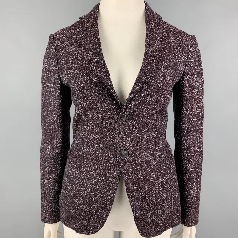 EMPORIO ARMANI Size 10 Purple Grey Heather Jacket Blazer Knit Fabric Woven Fabric Fleece Fabric EMPORIO ARMANI Size 10 Purple Grey Heather Jacket Blazer Knit Fabric Woven Fabric Fleece Fabric