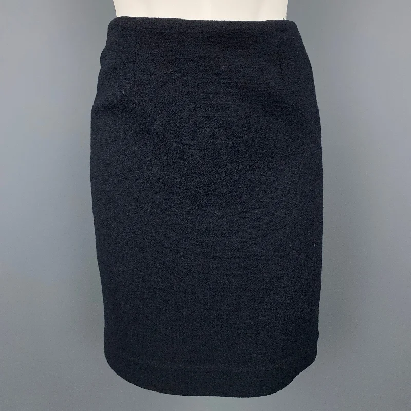 EMPORIO ARMANI Size S Black Crepe Pencil Skirt elastic waist skirt