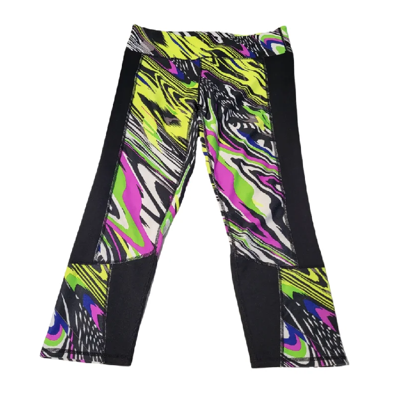 Fabletics Multicolored Abstract Blur Print Capris Leggings Size M Fashionable Quick-Dry Yoga Pants