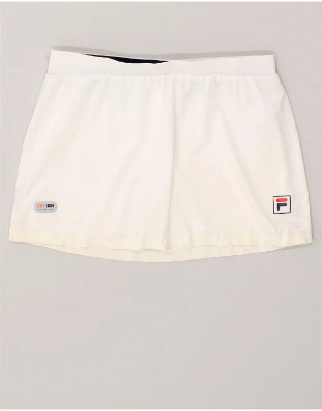 FILA Womens Tennis Skirt Medium  White Polyester leather skirt sleek