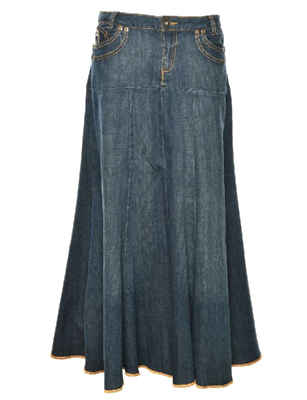 Flared Denim Skirt - L mini skirt trendy