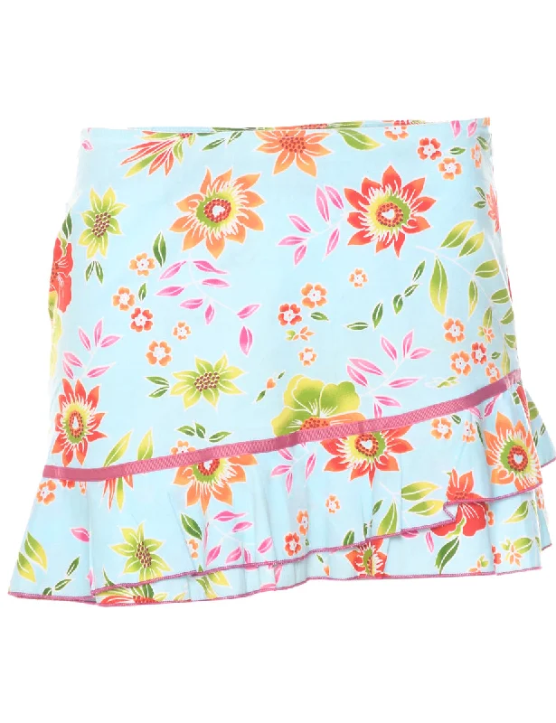 Floral Pattern Y2K Skirt - M cashmere skirt fine