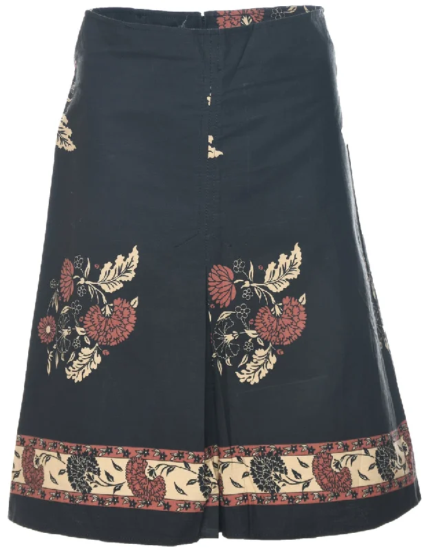 Floral Pattern A-line Skirt - S floral skirt print