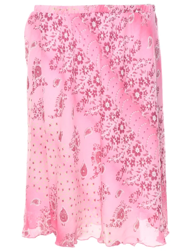 Floral Pattern Y2K Midi Skirt - L chiffon skirt delicate