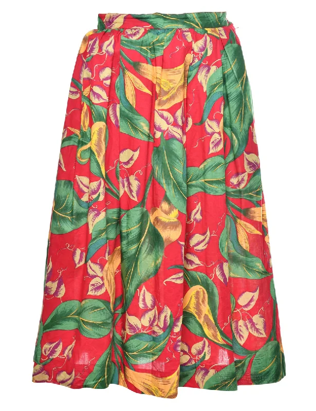 Floral Pleated Skirt - XS corduroy skirt textured